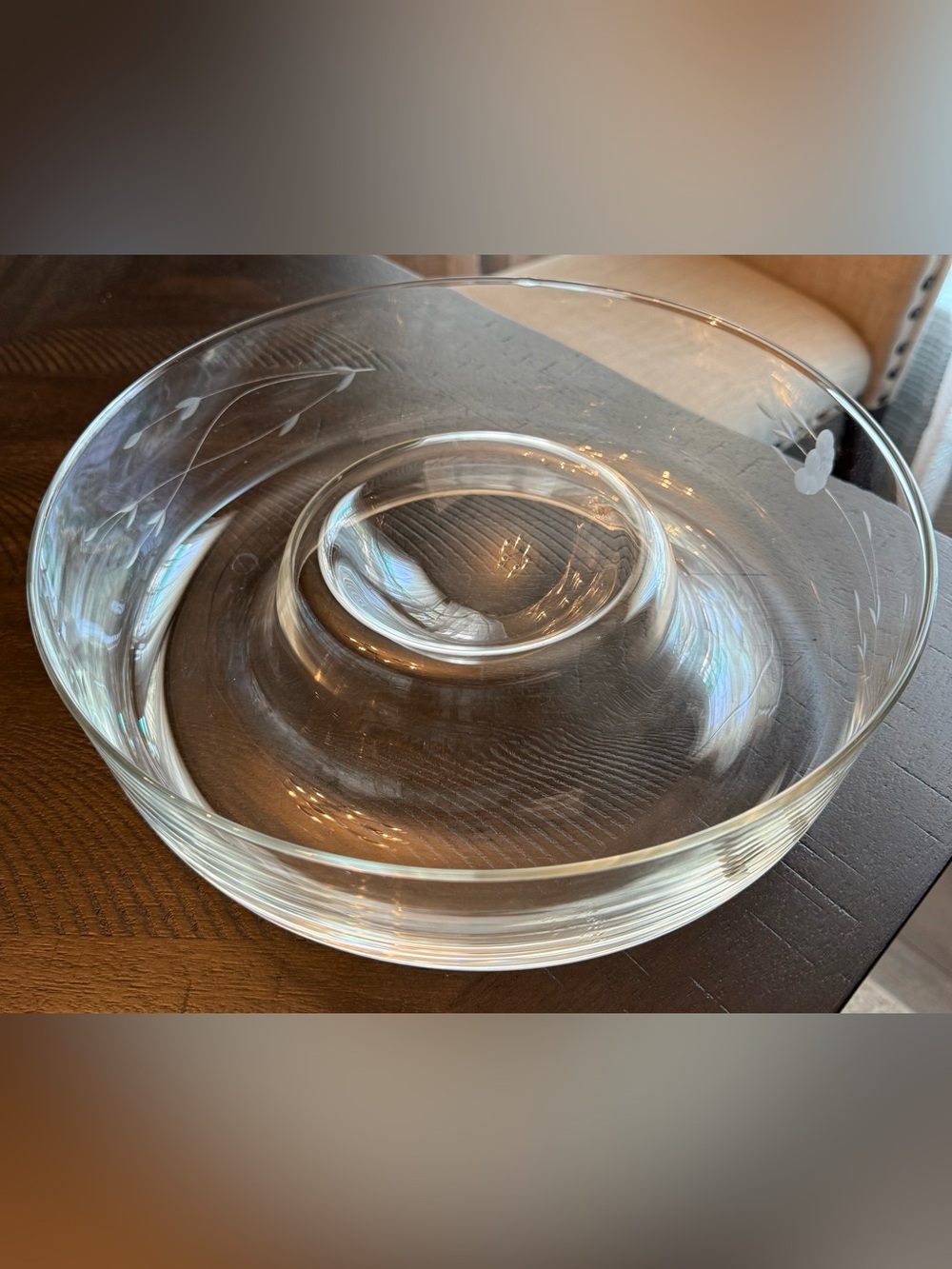Vintage Princess House Heritage Crystal Chip and Dip Bowl #401